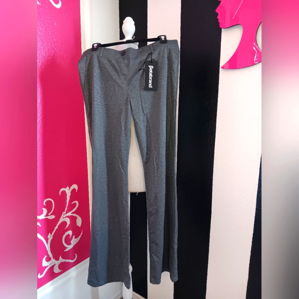 Betabrand Gray Dress Yoga Pants Size M Long